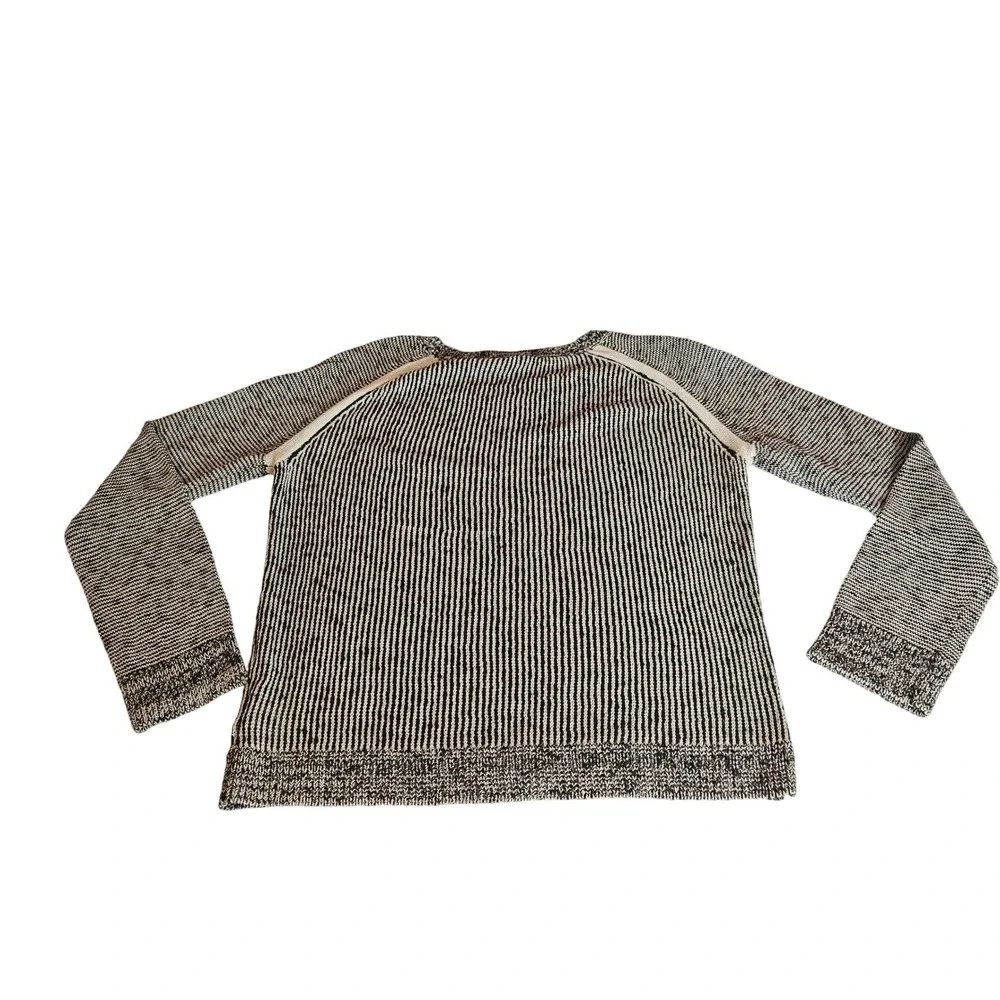 SI-IAE Womens Sweater Long Sleeve‎ Crewneck Striped Black White Larg